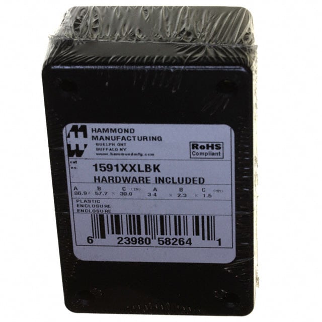BOX PLASTIC BLK 3.43"L X 2.28"W